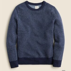 J. Crew Men's Navy Blue Sweater Birds Eye Rugged merino wool.